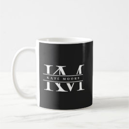Modern Monogram Initials Professional Black White Kaffemugg