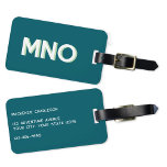Modern Monogram - inledande Bagagebricka<br><div class="desc">Modern minimalistisk första utformning som kan ändras för att anpassas,  tillsammans med detaljerna på motsatsen. Vit mot gröntens bakgrund med en ljusskugga för äppelets grönt.</div>
