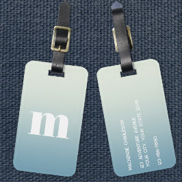 Modern monogram inledande blå gradient bagagebricka