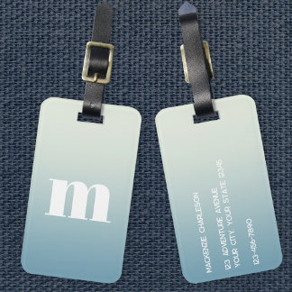 Modern monogram inledande blå gradient bagagebricka