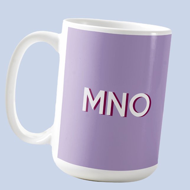 Modern monogram inledande skugglilak kaffemugg (Modern drop shadow monogram initials personalized coffee mug in pastel lilac purple)