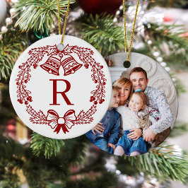 Modern Monogram-julfoto i familjen Julgransprydnad Keramik