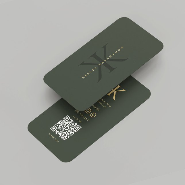 Modern Monogram K Mörk grönt Guld-Professionellen Visitkort (Modern Monogram K Dark Green Gold Professional Business Card
)