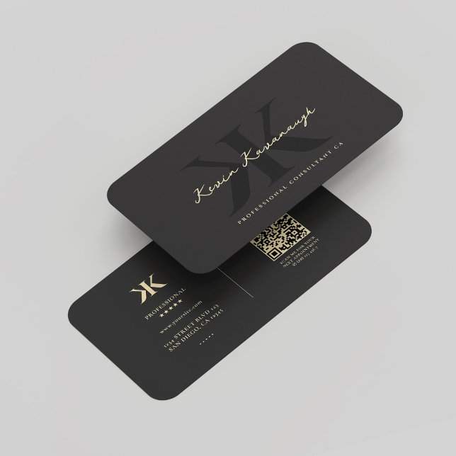 Modern Monogram K Professionell Marknadsföring Bla Visitkort (Modern Monogram K Professional Marketing Black Business Card
)
