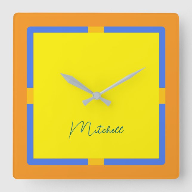 Modern monogram-klocka fyrkantig klocka (Framsida)