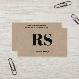 Modern Monogram Kraft Pappra Stil Visitkort