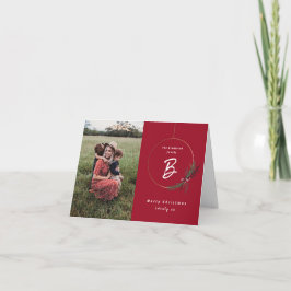 Modern Monogram Krans Jul Foto Kort