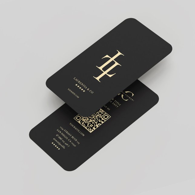 Modern Monogram L Black Guld Professionell Logotyp Visitkort (Modern Monogram L Black Gold Professional Logo Business Card
)