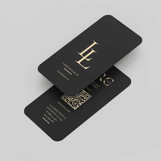 Modern Monogram L Elegant Company Logotyp Black Gu Visitkort (Modern Monogram L Elegant Company Logo Black Gold Business Card
)