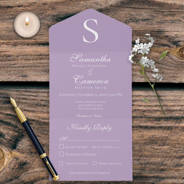 Modern Monogram Lavendel Middag (Skapare uppladdad)