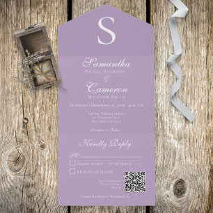 Modern Monogram Lavender Lila QR-kod