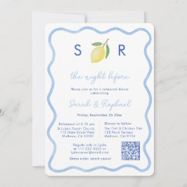 Modern Monogram Lemon Bröllop Rehearsal Middag Inbjudningar