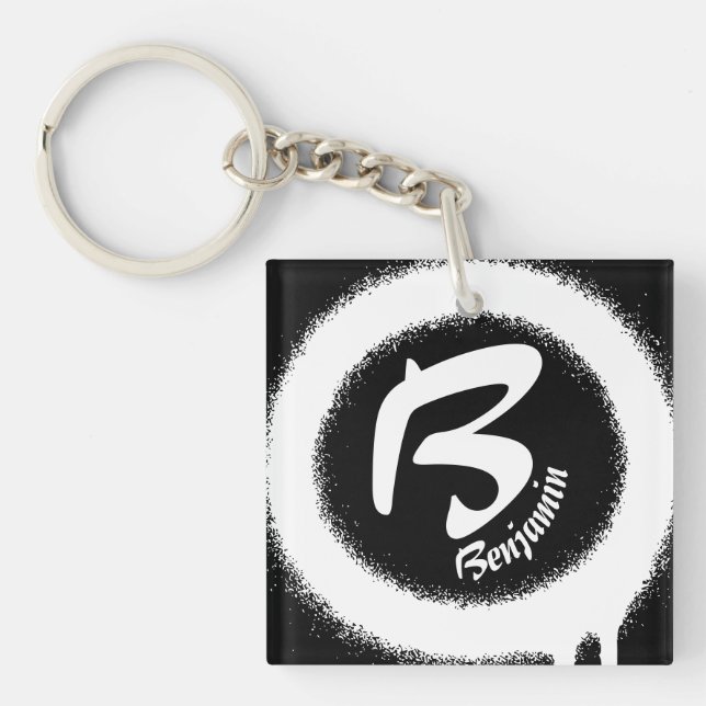 Modern Monogram Letter B Personalised Name Keychai (Framsidan)