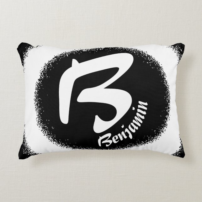 Modern Monogram Letter B Personalised Name Throw P Prydnadskudde (Framsidan)