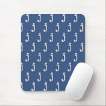 Modern Monogram Letter Typewriter Typography Blue Musmatta<br><div class="desc">Cute modern typewriter typography monogram pattern in blue and white.</div>