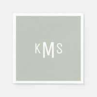 Modern Monogram Light Sage Cocktail Napkins