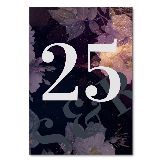 Modern Monogram Lila Fall Wedding Bordsnummer (Framsidan)