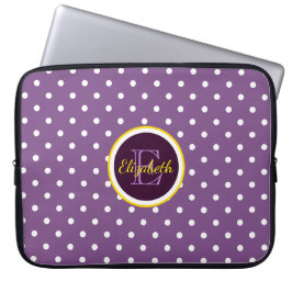 Modern Monogram Lila Polka dots Laptop Fodral