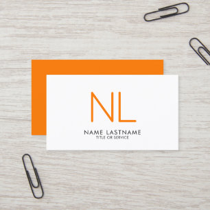 Modern Monogram Ljusstark Orange - minimalistisk v Visitkort