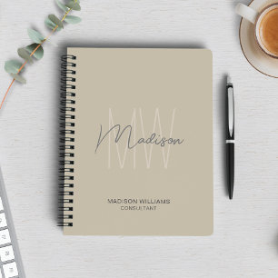 Modern monogram Logotyp Beige Consultant Anteckningsbok