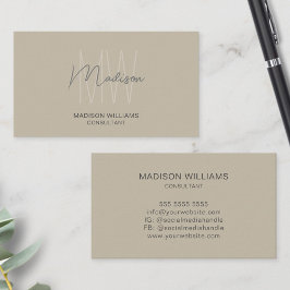 Modern monogram Logotyp Beige Consultant Visitkort