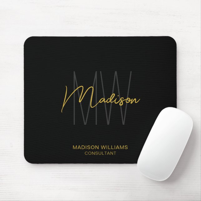 Modern Monogram Logotyp Black Guld Consultant Musmatta (Med mus)