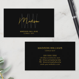 Modern Monogram Logotyp Black Guld Consultant Visitkort