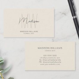 Modern monogram Logotyp Cream Tan Consultant Visitkort