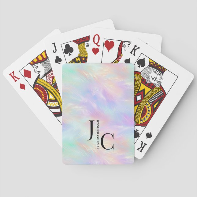 Modern monogram Logotyp Iridescent Opal-Snyggt Casinokort (Baksidan)
