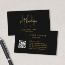 Modern Monogram Logotyp QR Code Black Guld Consult