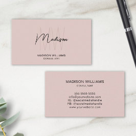 Modern Monogram Logotyp Rosa Consultant Visitkort