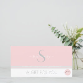 Modern Monogram Logotyp Rosa Salon Gift Certificat