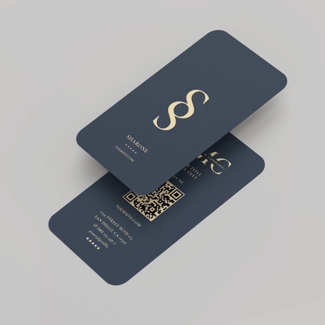 Modern monogram Logotyp S Mörk blått Professionell Visitkort (Modern Monogram Logo S Dark Blue Professional Business Card
)