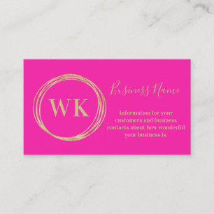 Modern Monogram Logotyp Shock rosa Guld Visitkort