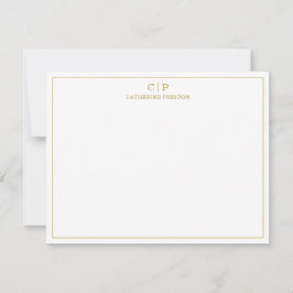 Modern Monogram Luxury Guld Personal Stationery Anteckningskort