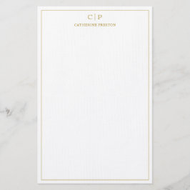 Modern Monogram Luxury Guld Personal Stationery Brevpapper