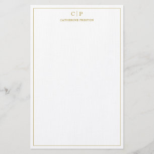Modern Monogram Luxury Guld Personal Stationery  Brevpapper