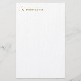 Modern Monogram Luxury Guld Personal Stationery  Brevpapper