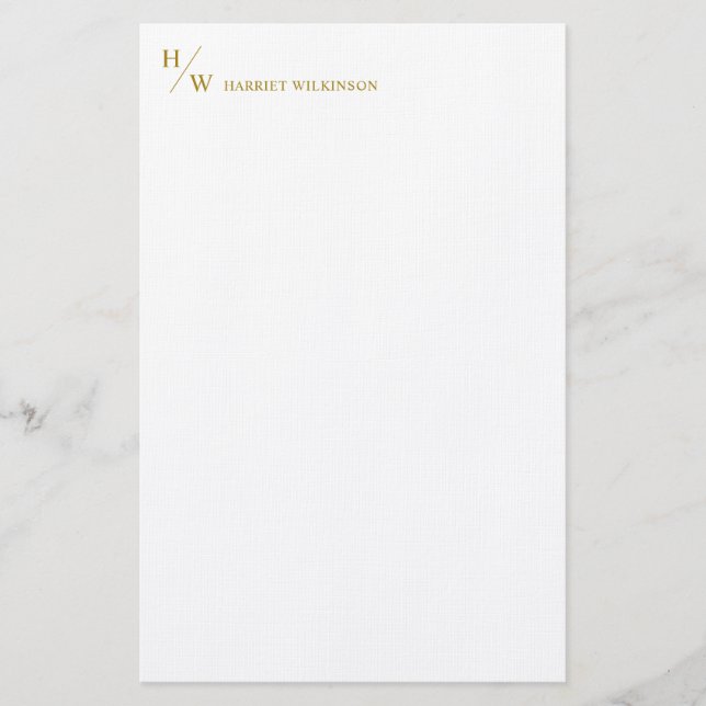 Modern Monogram Luxury Guld Personal Stationery  Brevpapper (Framsida)
