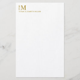 Modern Monogram Luxury Guld Personal Stationery Brevpapper