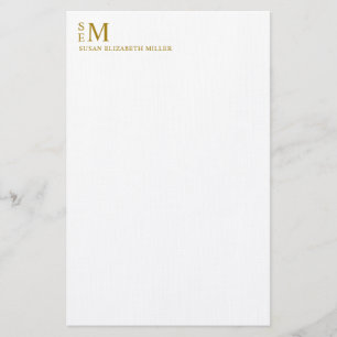 Modern Monogram Luxury Guld Personal Stationery  Brevpapper