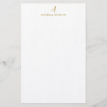 Modern Monogram Luxury Guld Personal Stationery