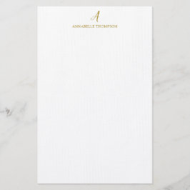 Modern Monogram Luxury Guld Personal Stationery Brevpapper