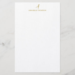 Modern Monogram Luxury Guld Personal Stationery Brevpapper