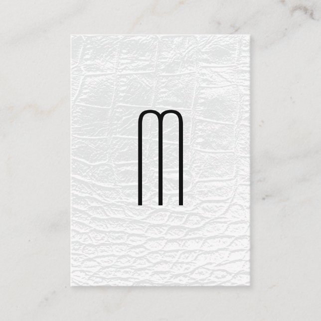 Modern Monogram | Luxury White Leather Visitkort (Framsida)