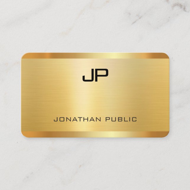 Modern monogram lyxmall för Faux Guld Elegant Visitkort (Framsida)