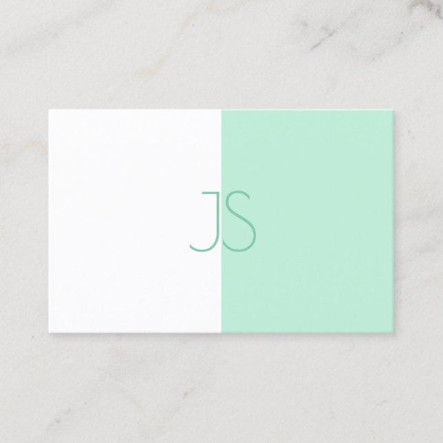 Modern Monogram-mall Trendig Elegant Mintgrön Visitkort (Framsida)