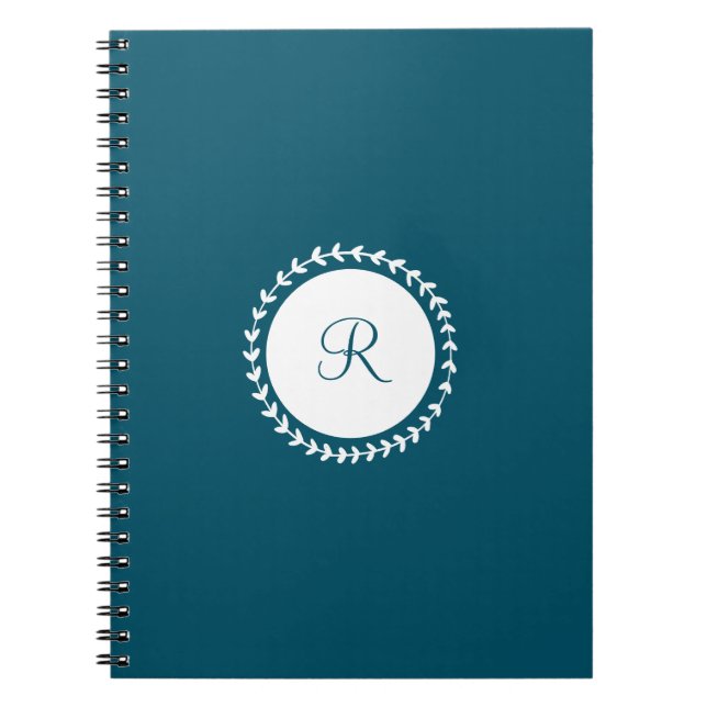 Modern monogram marin blå marin anteckningsbok (Framsidan)