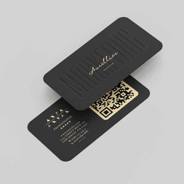 Modern Monogram Marknadsföring Black Guld Professi Visitkort (Modern Monogram Marketing Black Gold Professional Business Card
)