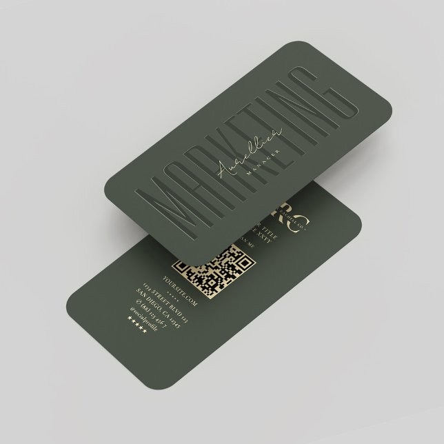 Modern Monogram Marknadsföring Professionell Mörk  Visitkort (Modern Monogram Marketing Professional Dark Green Business Card
)